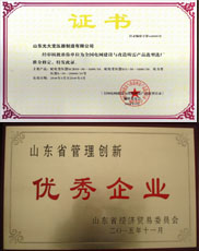 湖南变压器厂家优秀管理企业证书